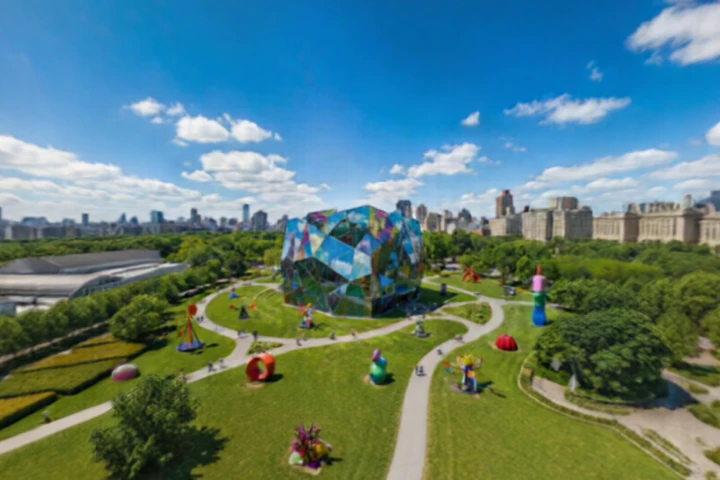 Vibrant Sculpture Park, Manhattan Skyline