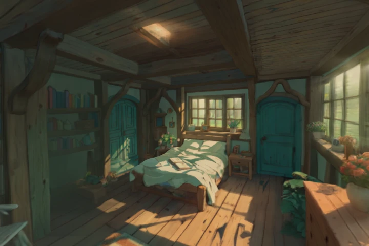 Rustic Bedroom with Sunlight