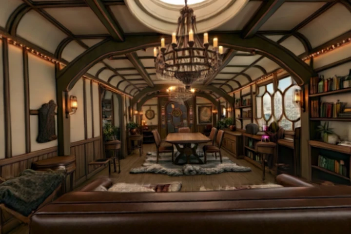 Steampunk Airship Interior Dining Room