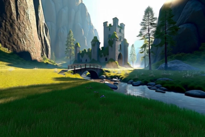 Ancient Castle in Valley