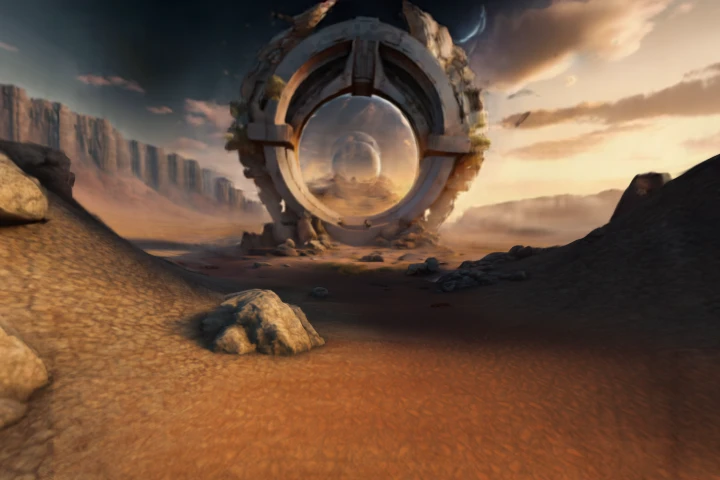 Cosmic Gateway in Arid Landscape