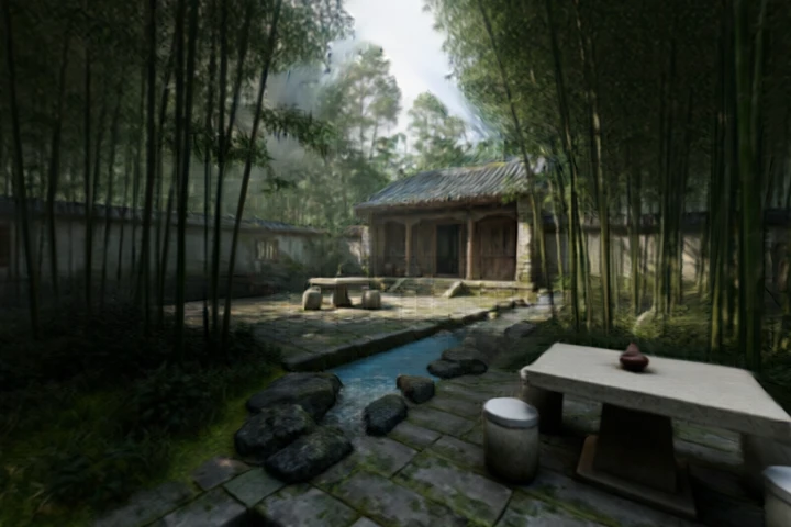 Ancient Chinese Bamboo Courtyard