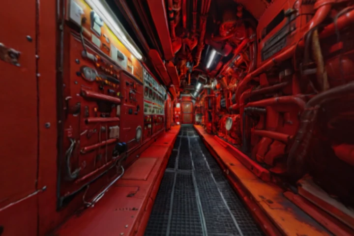 Submarine Interior Control Room Red
