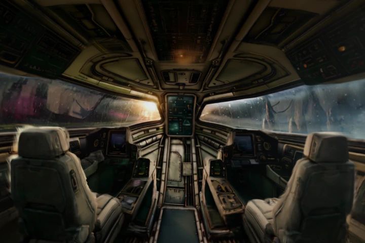 Astronaut in Spaceship Cockpit