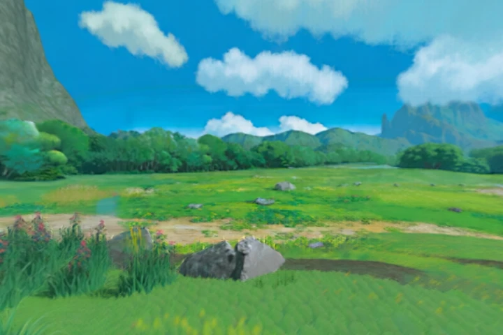 Anime Verdant Hillside Landscape