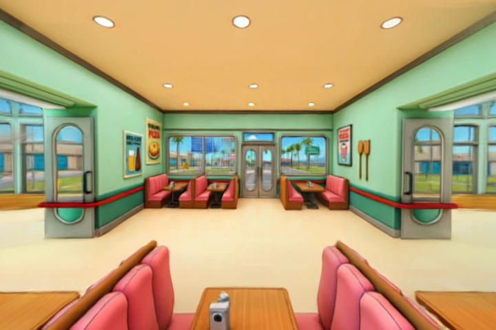 Retro Diner Interior with Booths