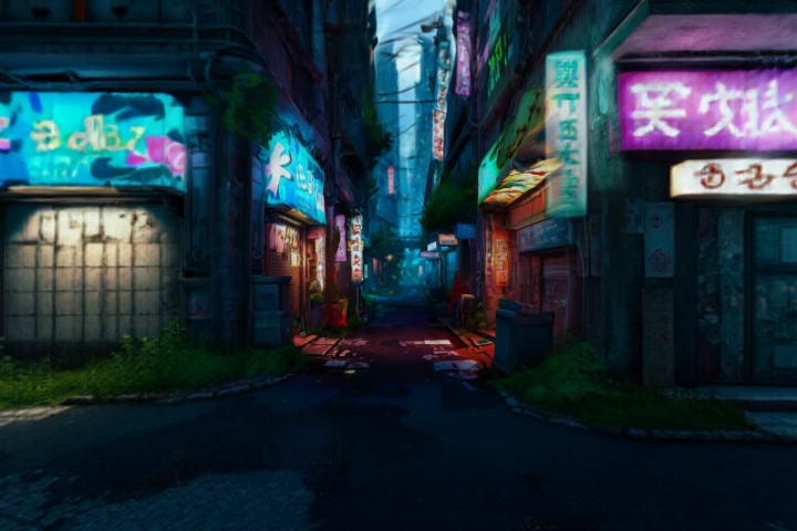 Neon Alley Urban Landscape