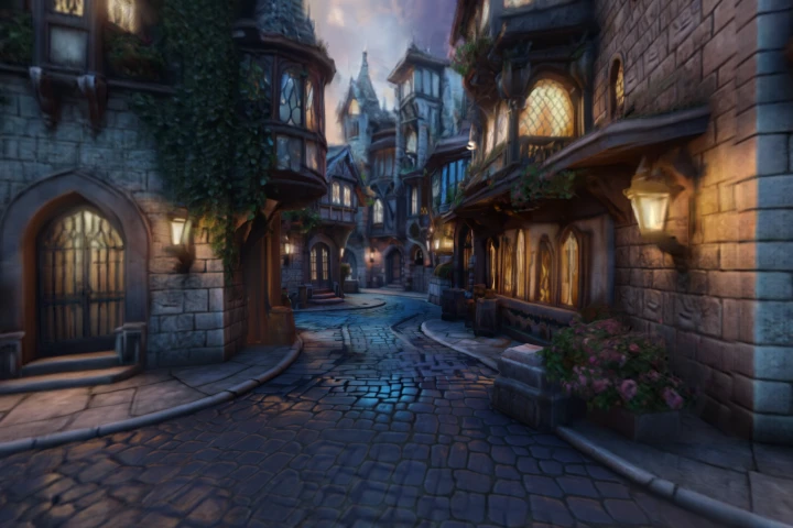 Enchanted Medieval Cobblestone Street