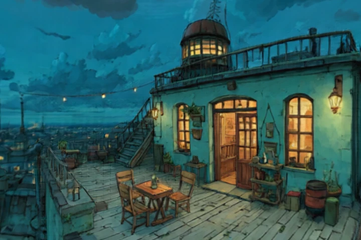 Rooftop Apartment Overlooking City