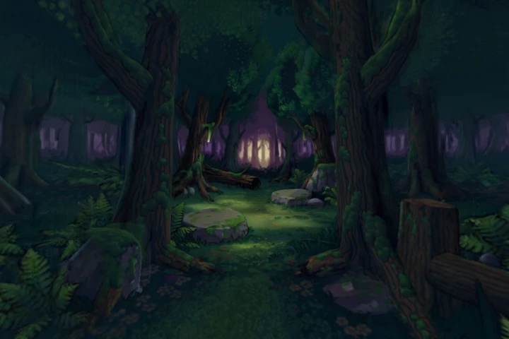 Enchanted Pixel Forest Clearing