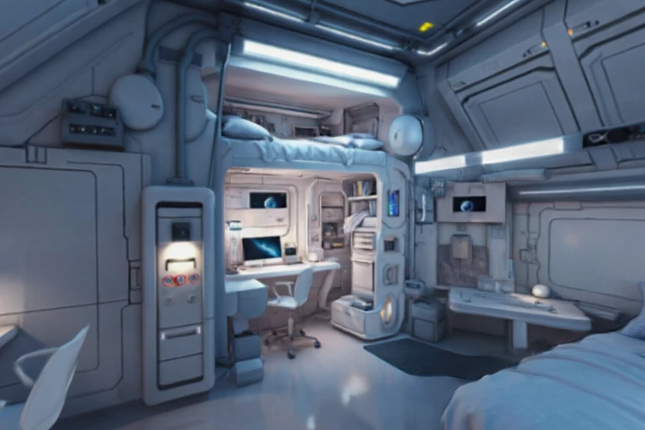 Futuristic Space Habitat Interior